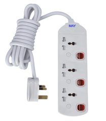 Show details for MAY 3 GANG EXTENSION CORD - 5 MTR Picture of MAY 3 GANG EXTENSION CORD - 5 MTR
